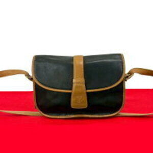 Celine Triomphe Logo Leather Shoulder Bag Sacoche Black